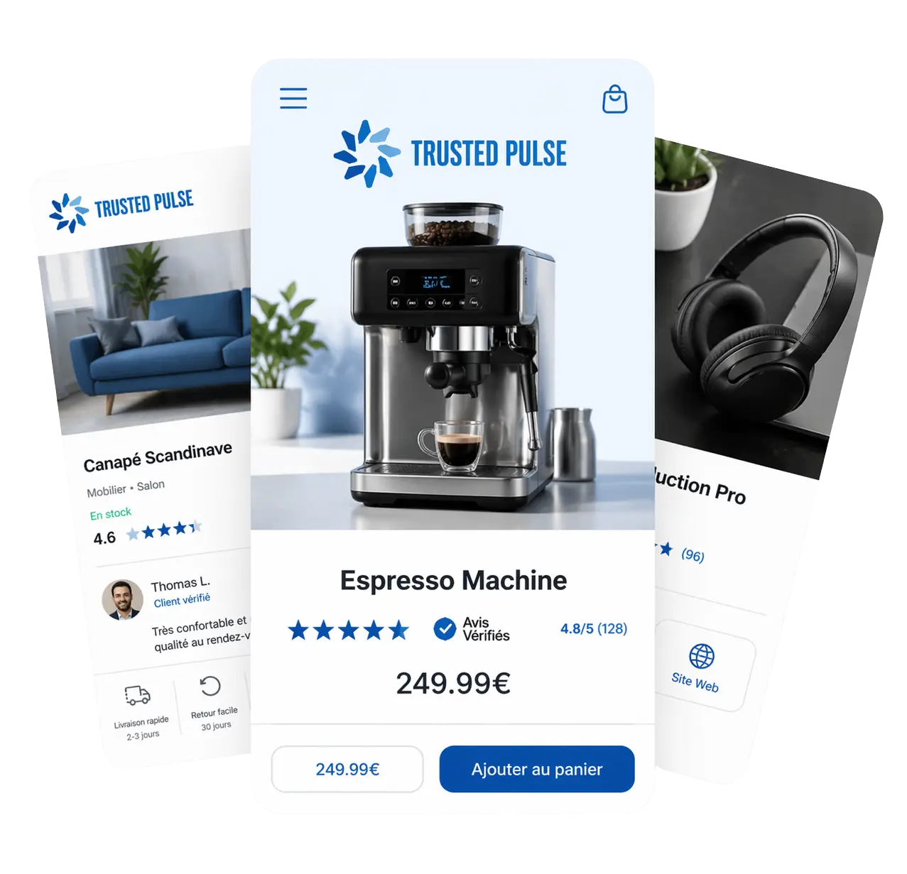 Interface e-commerce TrustedPulse